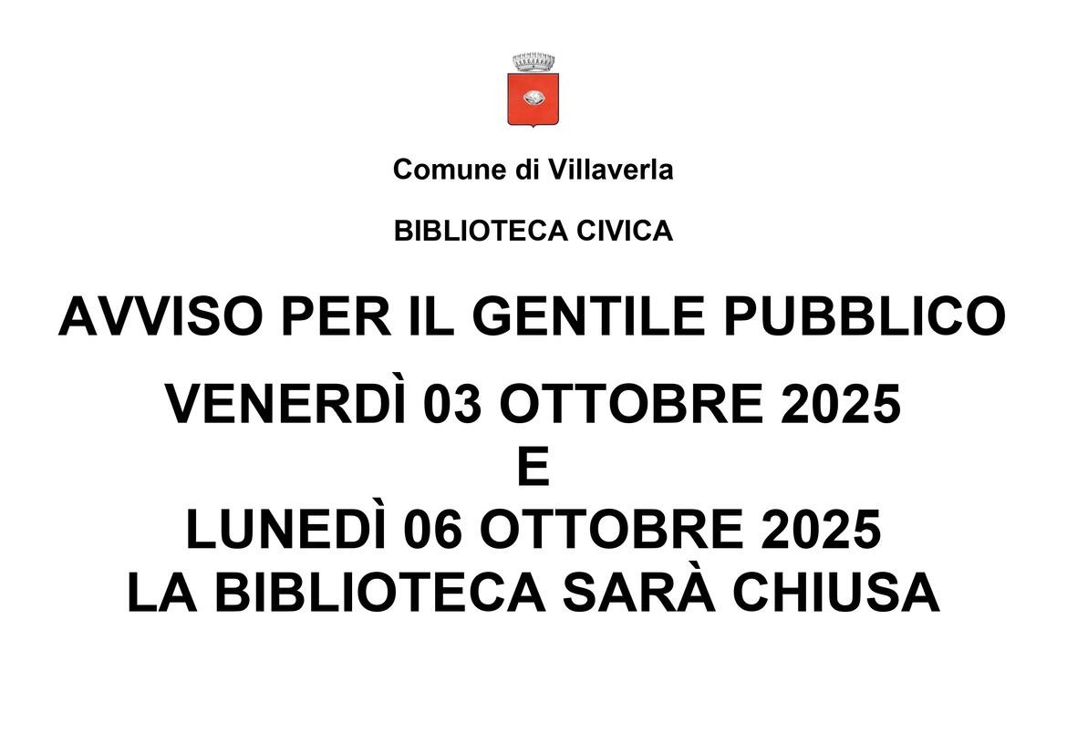 Immagine: Chiusura Biblioteca Ottobre
