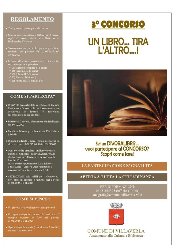 locandina del concorso un libro tira l'altro
