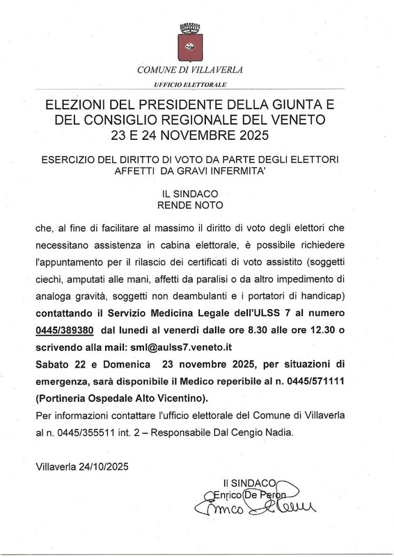 Immagine: Elezioni del presidente della giunta e del consiglio regionale del Veneto 23 e 24 Novembre 2025
