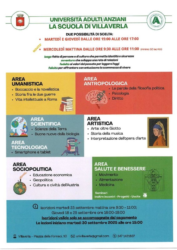 locandina con date iscrizioni anno accademico 2025-2026