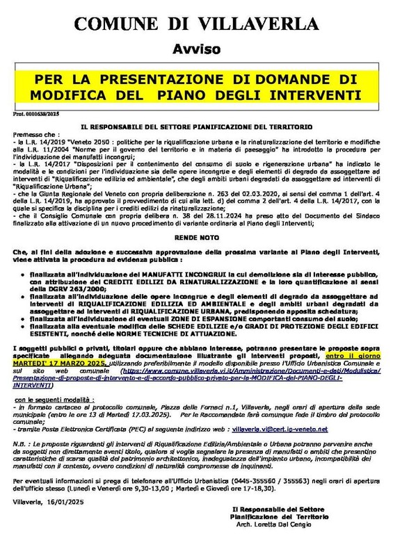 Immagine: variante ordinaria pi 2025